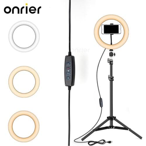 Onrier LED Ring Light 10-inch Tripod Video Ring Light, Holder Selfie Ring Light, Used for YouTube Video Live OLS11B