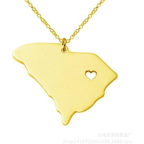 Popular In Europe And The United States, State Map Necklace Not Embroidered Steel Map Of South Carolina