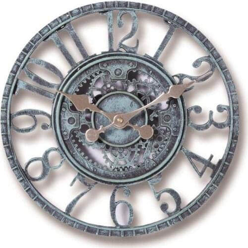 Horloge muraleCreativem Outdoor Garden Wall Clock Waterproof Vintage Garden Ornament Hollow Gear Roman Numeral Hanging Clock