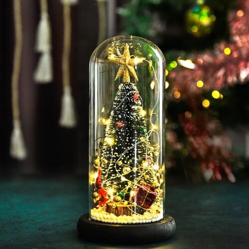 Romantic LED Glass Christmas Tree Bottle Night Light Battery Beauty Bedside Table Lamp For Bedroom Wedding Photo Props