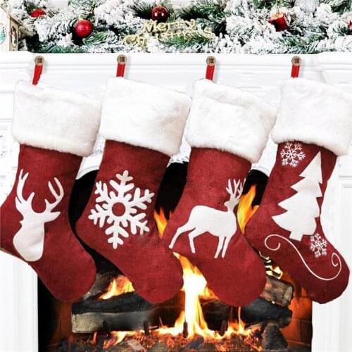 Christmas Socks Gift Bag Cute Elk Embroidery Christmas Socks Christmas Pendants Christmas Ornaments