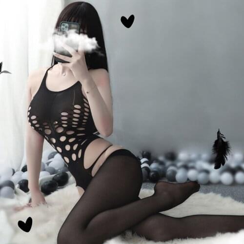 Sexy Porn Lady Crotchless Fish Net Body Stocking Bodysuit Lingerie Nightwear Bodysuit Cool Jumpsuits Hotel Bed Love Sex Night