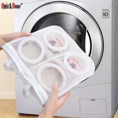 QuickDone Mesh Laundry Bag Portable Washing Machine Shoe Care Organizer Round Square Storage Bags Hanging Shoes Organizer FY0062