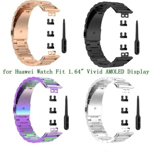 Replacement Bracelet Stainless Steel Metal Wrist Strap Watch Band for Huawei Watch Fit 1.64" Vivid AMOLED Display
