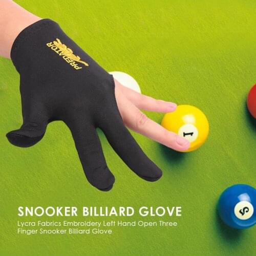 Snooker Billiard Gloves Lycra Fabrics Embroidery Left Hand Open Three Finger Snooker Billiard Glove Fitness Accessories