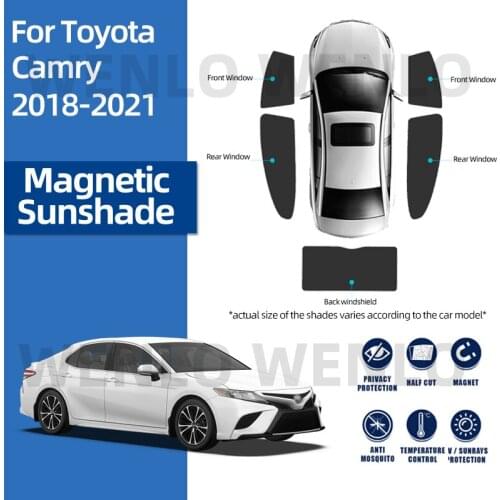 For Toyota Camry 2018-2021 Sun Shade Cover UV Protect Curtain Car Visor Front Window Sunshade Magnetic Mesh Sunscreen