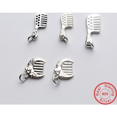 UQBing Stylish Personality Different Size Comb Pendant 925 Sterling Silver Charms DIY Bracelet Jewelry Accessories Findings