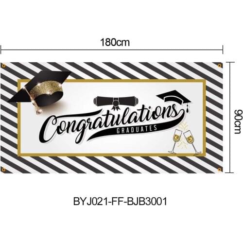 Graduation Banner Letter Fireworks Print Background Cloth Steamer Wall Decor For College Grad Party Supplies Decorations