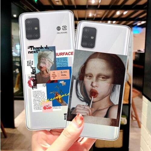 Funny Retro Bar Code Label David Mona Lisa Soft Cases For Samsung Galaxy S6 S7 S8 S9 Plus S10Plus S20 Plus S20 Ultra Cover Coque