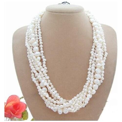 Perfect Handmade Luck Pearl Jewellery,White Color Baroque Genuine Freshwater Pearl Necklace,Shell Flower Clasp
