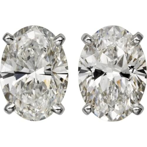 18K AU750 White Gold Stud Earrings Women Wedding Anniversary Engagement Party Oval Moissanite Diamond Elegant Trendy Romantic