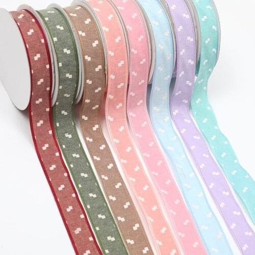 1 '25mm 9 yards Cotton Checked Ribbon DIY Hair Accessory Hair Bow Headpiece Clothing Material
