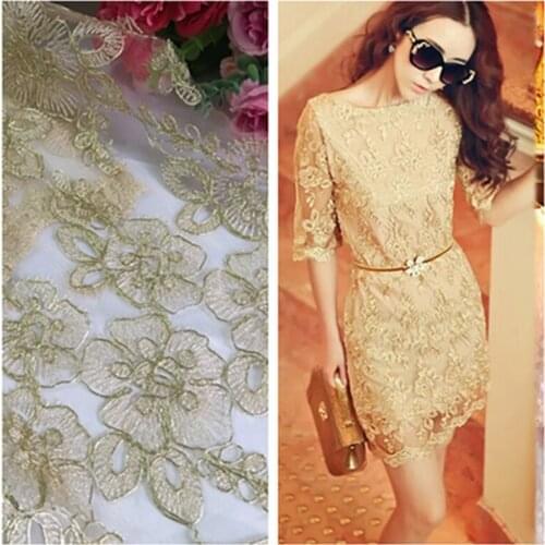 1Y/lot gold car bone lace fabric for gilr dress wedding lace accessories DIY craft
