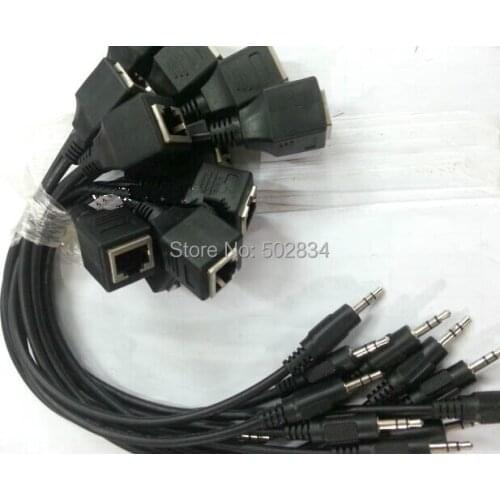 10pcs/lot 3.5mm Aux Male to RJ45 Female Adapter LAN Ethernet Network Audio Extension Cable 30cm