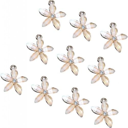 10Pcs Crystal Flower Charms Pendants Vintage Style for Jewelry Making Necklace