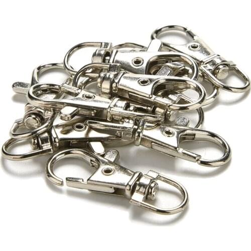 10pcs 37MM Dull Silver Plated Swivel Lobster Clasp Clips Hook Split Ring Findings Clasps For Bag Part Accessories