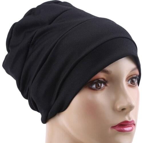 2020 Soft Modal Inner Hijab Caps Muslim Stretch Turban Cap Islamic Underscarf Bonnet Hat Female Headband Tube Cap Turbante Mujer