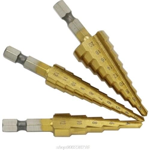 3pcs/set 3-12mm 4-12mm 4-20mm Step Cone Drill Bit Hexagonal Shank High Speed Steel Hole Cutter M04 21 Dropshipping