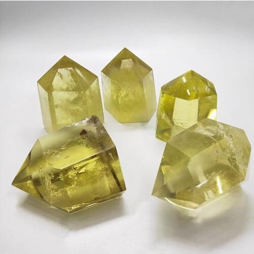5pcs Crystal Point Natural citrine Quartz Wand lemon yellow gemstone towers Single Terminated Reiki Healing