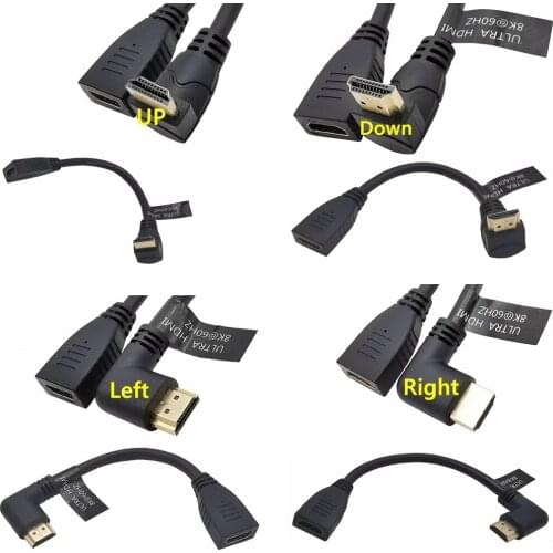 8K 60HZ HDMI Up & Down & Left & Right Angled 90 degree Male 2.1 A Female to HDMI v2.1 HD extension Cable HDMI 2.1v angle cable