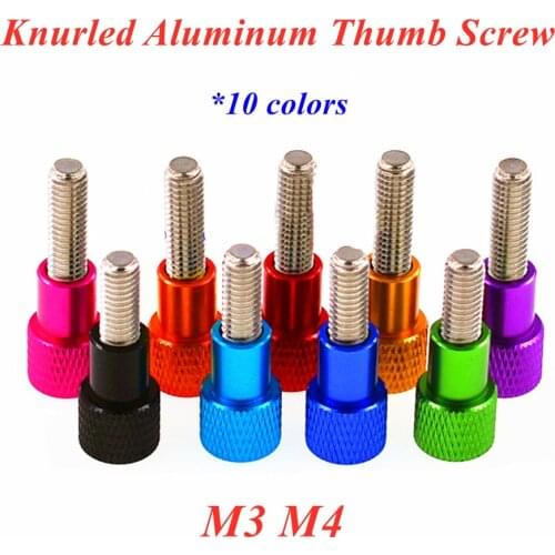 10pcs M4 Hand Screw Knurled Aluminum Thumb Screw for Locking airflame aluminum alloy Head Stainless steel Hand thumb screw