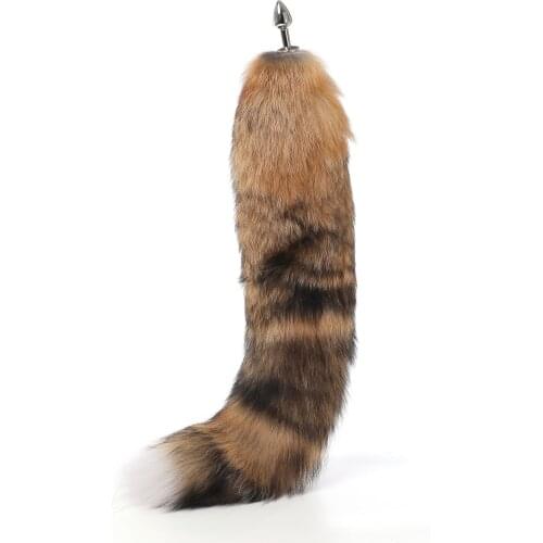 70cm Super long real fox tail anal beads butt plug Metal Flirting erotic coaplay BDSM ass sex toy couple role play game women