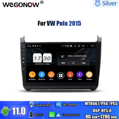 PX6 DSP Android 10.0 64GB ROM 8 core Car DVD Player GPS map usb RDS Radio wifi Bluetooth5.0 DVR rear camera TV For VW POLO 2015