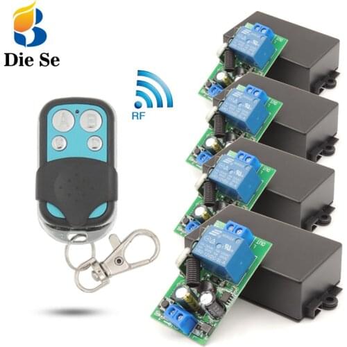 Lighting Wireless Controller AC 85~250V 10Amp 2200W rf Relay Receiver Board and safety rf Transmitter 4gangs for Bulb\Pump\Fan