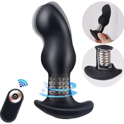 Wireless Remote Control Prostate Massager With Steel Ball Rotating Dildo Anal Plug Butt Plug Vibrator Gay Anal Sex Toys For Men