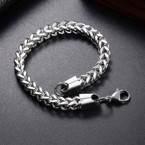 Mens Wristband Foxtail Box Link Bracelet Bangle Men 3MM/5MM/6MM Chain Fashion Women 316L Stainless Steel Jewelry