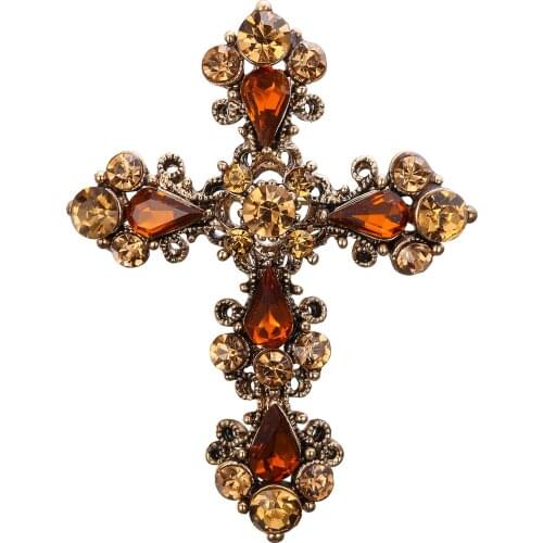 Cross Brooch Women Lapel Pins Pendant Brioche Femme Crystal Animal Party Jewelry Gift Kpop Fashion
