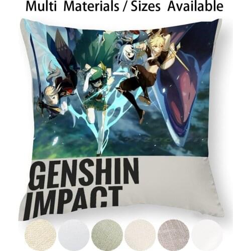 Genshin Impact Poster Pillow Case Throw Pillow Cover Cotton Linen Flax Genshin Impact Anime King Spade Diluc Kaeya Mihoyo