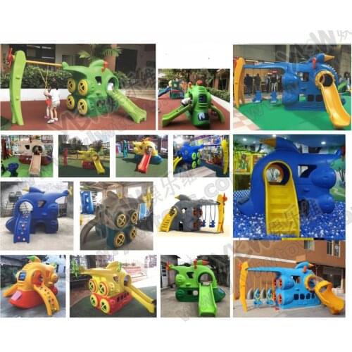Kids outdoor playground slide kindergarten plastic toy equipment YLW-PT190644