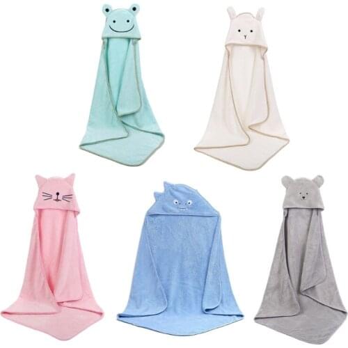 Baby Poncho Bath Towel Velvet Fleece Hood Infant Towels Blanket Newborn Towel F3ME