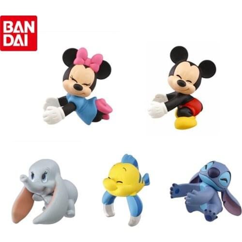Bandai Genuine Gashapon Disney Ring on Finger Mickey Mouse Minnie Mouse Dumbo Anime Action Figures Gacha Toys Gifts for Kids