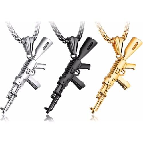 FATE LOVE Brand Statement Necklaces & Pendants for Men Punk Black Silver Gold Stainless Steel Chain Fashion jewelry