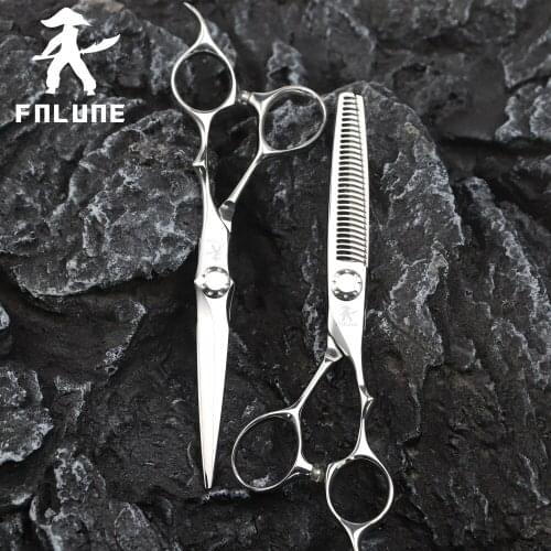 FnLune Tungsten Steel Professional Hair Salon Scissors Cut Barber Accessories Haircut Thinning Shear Hairdressing Tools Scissors