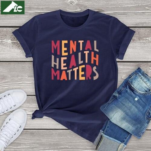 Mental Health Matters Letter Print T Shirt Women Men Clothing Funny Cotton Short Sleeve Tee Summer Vintage Shirt Girls Tops 3XL