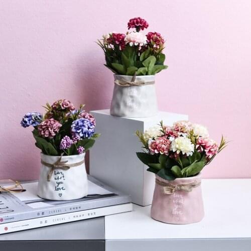 Artificial Hydrangea Idyllic Potted Plants Restaurant Decoration Home Garden Decoration Bonsai Decorative Potted Plant