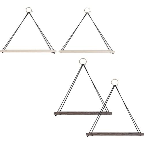 2Pcs Floating Shelves Wall Mounted Wood Shelves Cotton Rope Shelves for Living Room Bedroom Bathroom Kitchen