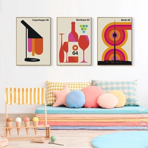 Colorful City Canvas Wall Painting Art Poster Nordic Bordeaux 64 Wine Print Scandinavian Decoration Picture Home Decor