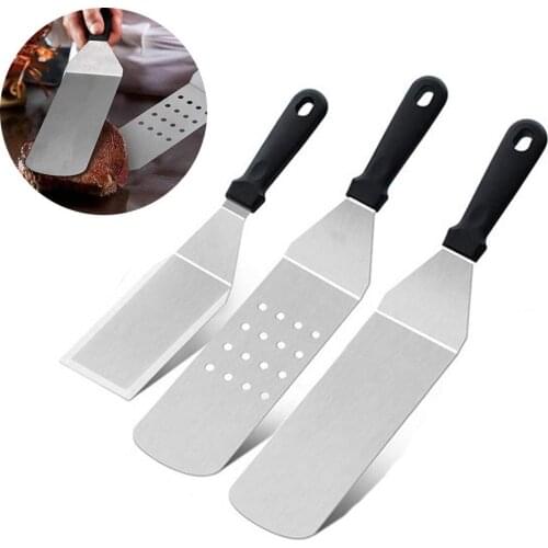 Stainless Steel Pizza Shovel Peel With Long Plastic Handle Steak Fried Shovel Leaky Spatula Pizza Peel Spade Kitchen Tools