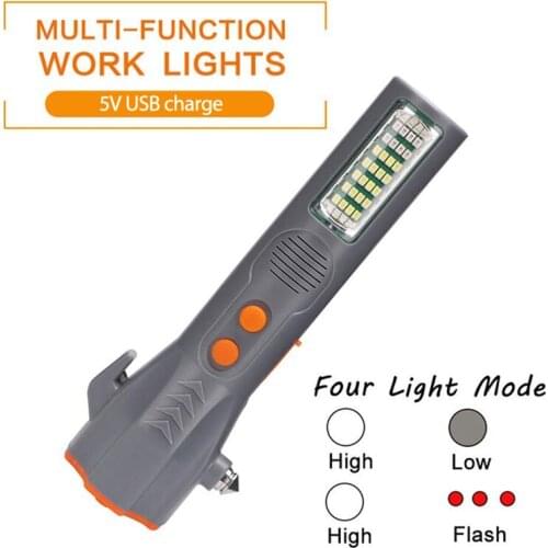 USB Rechargeable Multi-functional work light Emergency Warning sound escape Flashlight With Magnet no 18650 Battery no Usb Cable