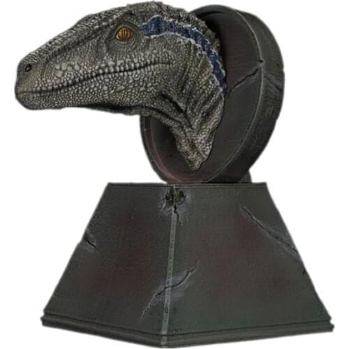 Nanmu Dinosaur Dragon Velociraptor Baldwin Head Busts Statue With Magnet Classic Toys For Boys Animal Model