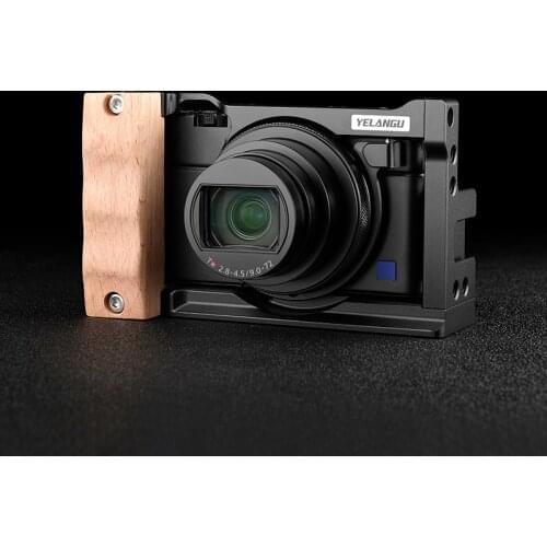 Small Camera Cage Video Gear for Sony Cyber-Shot DSC-RX100 VII/VI DSLR Cage With Wooden Side Handle / Cold Shoe Cage-2434