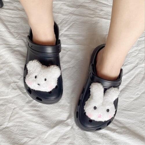 2021 New Arrivals Croc Charms Quality Plush Bear Rabbit Charms for Crocs DIY Cute Cartoon Garden Shoe Buckle Fashion All-match