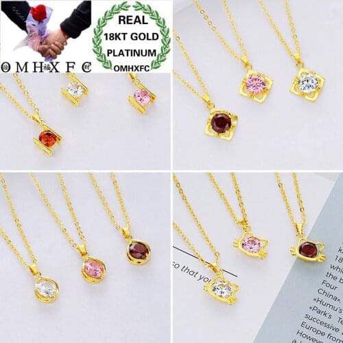 OMHXFC Wholesale European Fashion Woman Party Birthday Wedding Gift Butterfly Peanut Zircon 18KT Real Gold Charm Pendant PN102