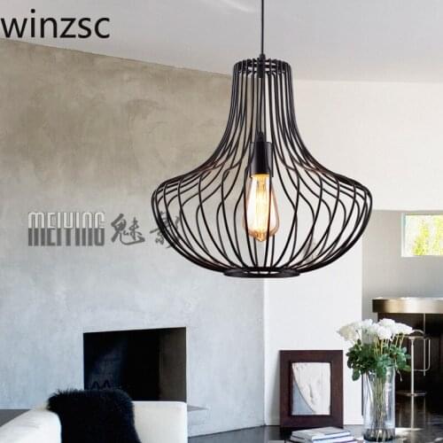 Industrial wind Pendant Lights cage after modern minimalist retro restaurant lamp creative Iron clothing store led lamp LU823409
