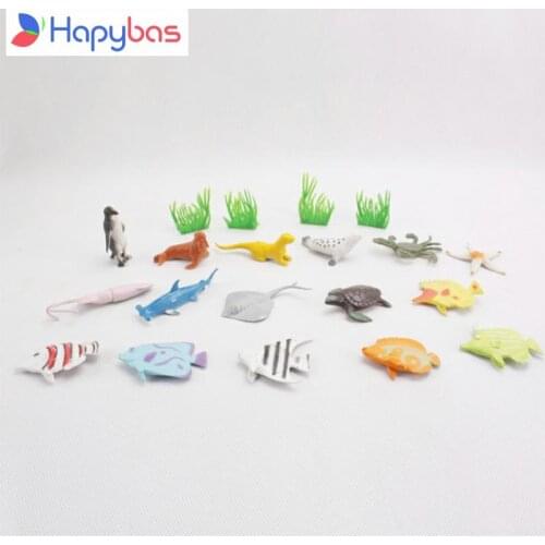 The undersea world Fish Sea Life Model starfish crab Marine PVC Figures Collectible Model Toys 16pcs/set Early Childhood Toys