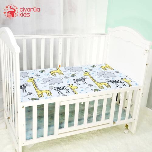 Newborn Baby Crib Fitted Sheet Baby Bed Mattress Cover Soft Breathable Cartoon Print Newborn Bedding For Cot Size 130*70cm